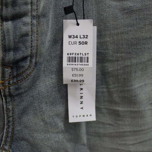 New Stretch Skinny Topman Ripped Jeans - 34*32 - Picture 2 of 7
